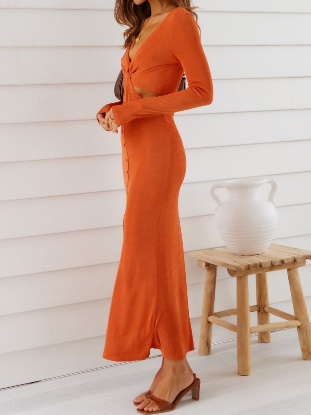 NWOT Criss Cross Maxi Dress - Picture 3 of 9